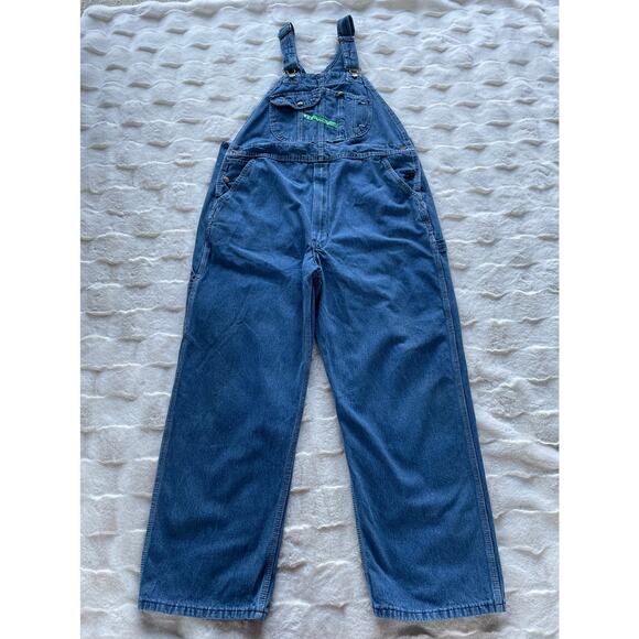 🔥Vintage Key Imperial Denim Carpenter Bib Overalls Farmer Barn Work Western - Picture 1 of 14